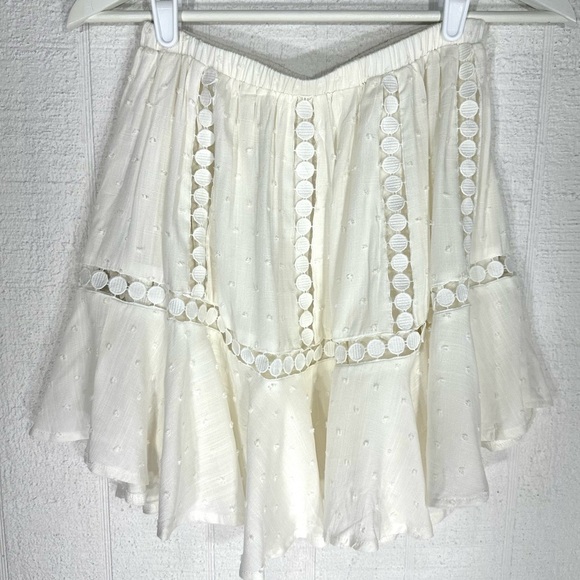 Saints+Secrets flare ruffle Swiss dot a line crochet mini skirt white size S - Picture 2 of 8